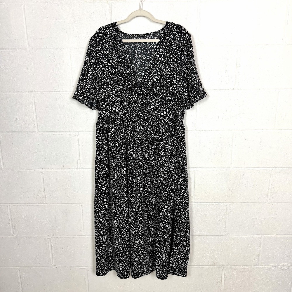 Shein Curve Maxi Dress Black Floral Babydoll Smocked BoHo Romantic‎ Cottage 3XL